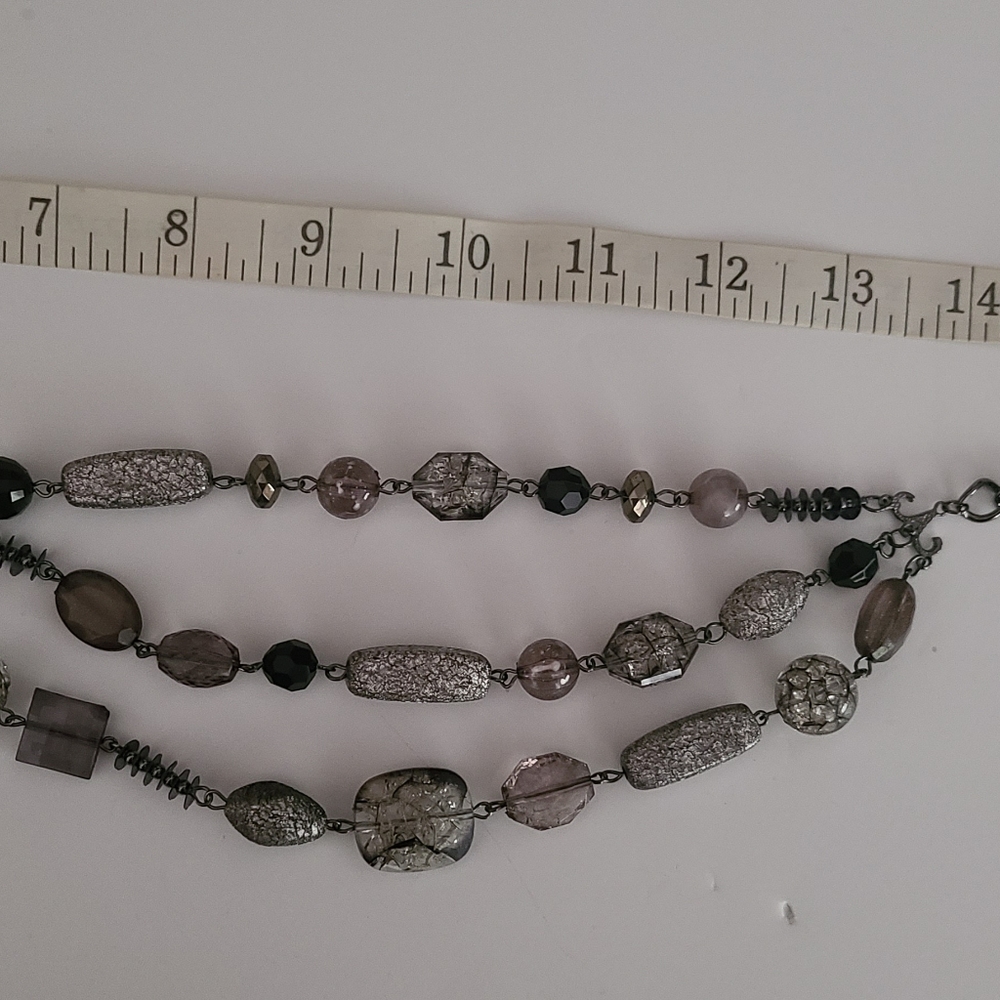 3-Strand Statement Necklace,  Black/Gray, Gunmetal - Picture 6 of 6